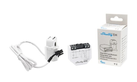 Shelly EM Gen3 - jednofazowy miernik energii + przekładnik 50 A - WiFi / Bluetooth - aplikacja Android / iOS