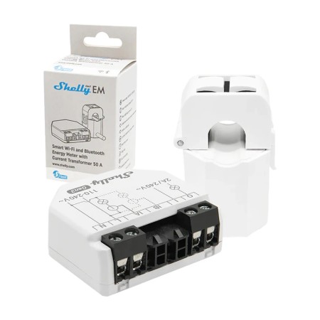 Shelly EM Gen3 - jednofazowy miernik energii + przekładnik 50 A - WiFi / Bluetooth - aplikacja Android / iOS