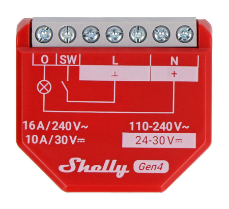 Shelly 1PM Gen4 - przekaźnik WiFi/Bluetooth/ZigBee/Matter 16A - pomiar energii - aplikacja Android/iOS