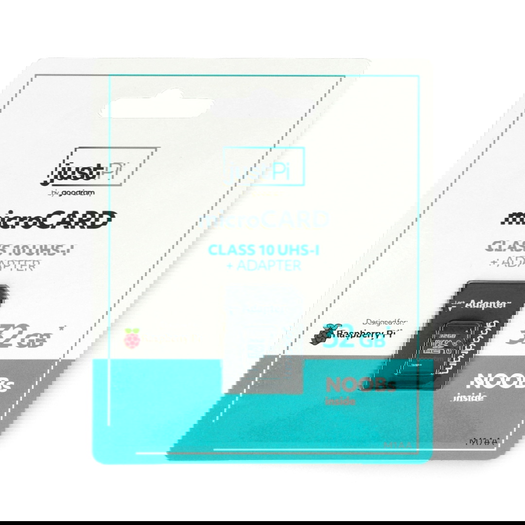 Karta pamięci justPi microSD 32 GB 100 MB/s klasa 10 + system Raspberry Pi OS