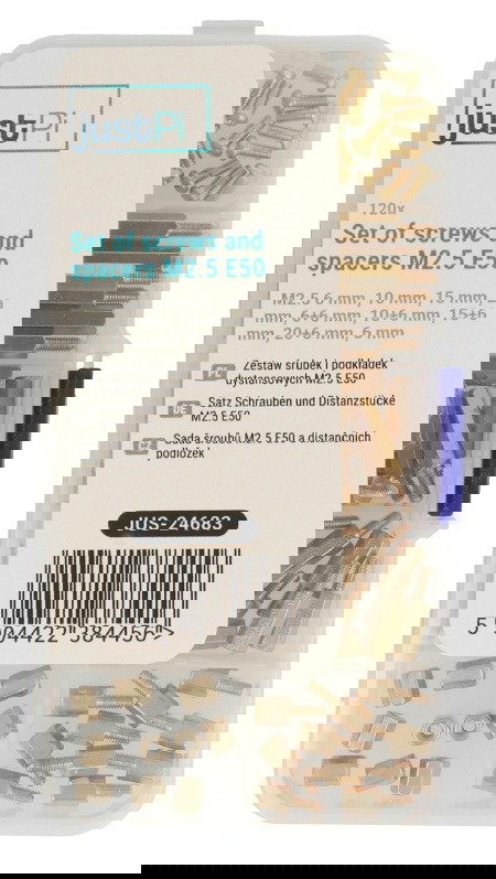 Zestaw śrubek i podkładek dystansowych M2,5 E50 - 120 szt. - justPi