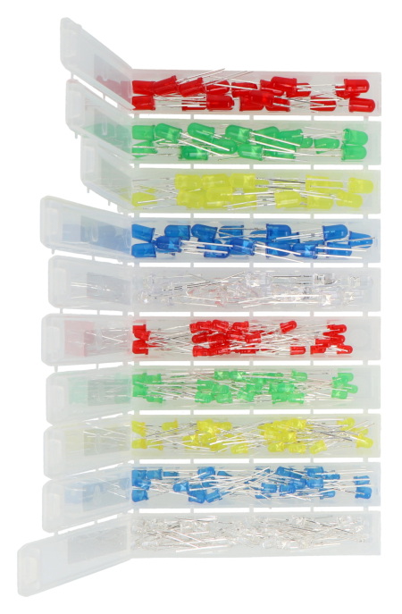 Zestaw diod LED 3 mm i 5 mm - justPi - 300 szt. + organizer