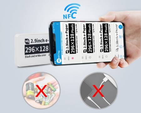 E-Paper 2,9'' 296 x 128 px - wyświetlacz zasilany przez NFC - Waveshare 17746