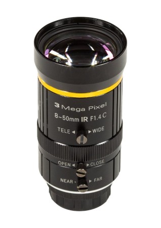 Obiektyw zmiennoogniskowy 8 - 50 mm C-Mount F1.4 do kamery HQ Raspberry Pi + adapter C-CS - ArduCam LN057