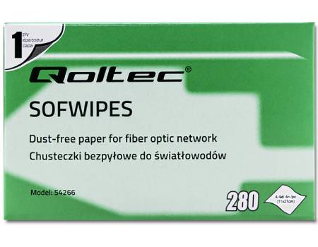Chusteczki bezpyłowe do światłowodów - 280 szt. - Qoltec 54266