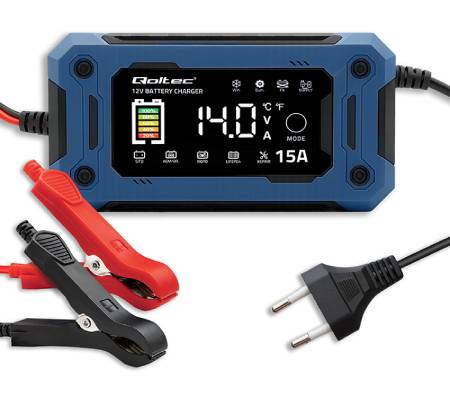 Ładowarka mikroprocesorowa - prostownik do akumulatorów AGM / GEL / LiFePO4 - 12 V 15 A - Qoltec 52496